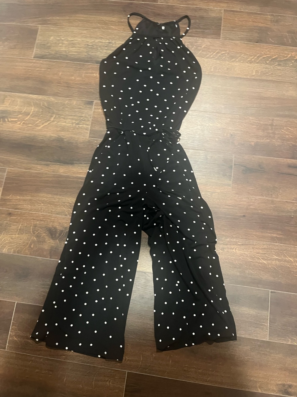 White House Black Market Black and White Polka Dot Halter Jumpsuit